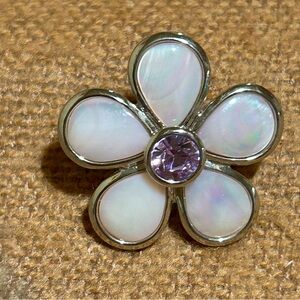 Vintage Opalescent floral Lia Sophia brooch pin